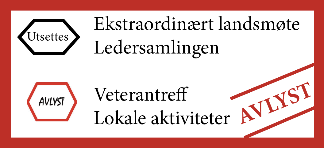 Alle aktiviteter utsettes og avlyses inntil videre